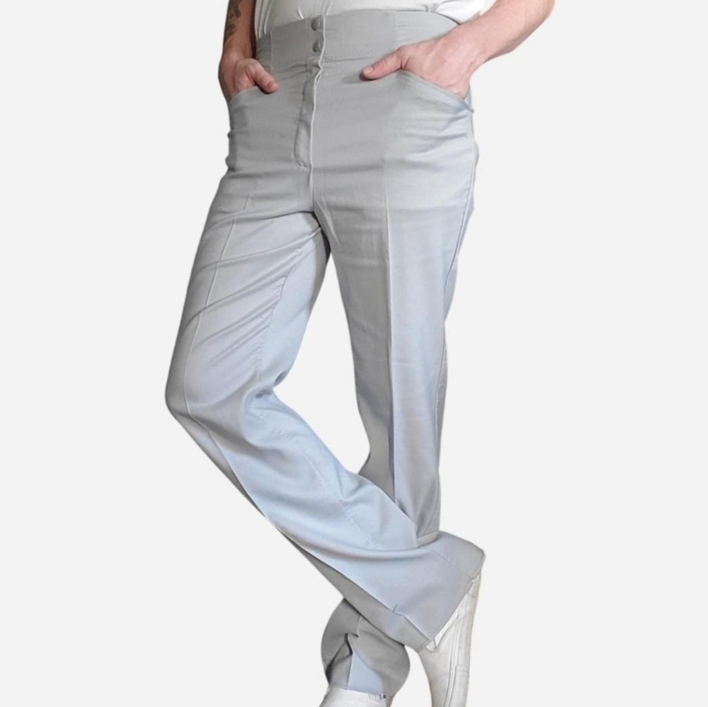 Men's Vintage 1970's Grey Bike High-Rise Coaches Uniform Pants